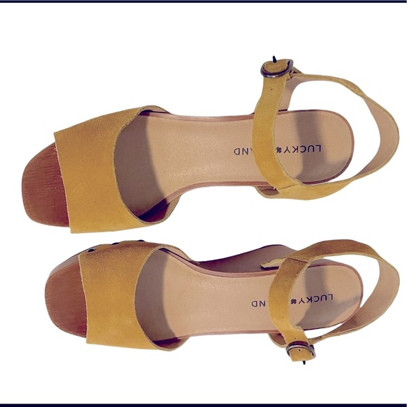 Lucky Brand Zashti Wooden Wedge Suede Sandals New - Picture 8 of 9